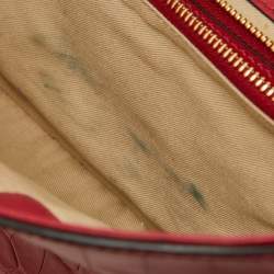 Pre Owned Chloe Red Croc Embossed Leather C Mini Top Handle Bag