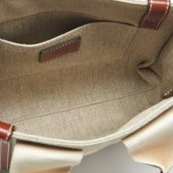 Pre Owned Chloe Brown/Beige Canvas and Leather Small Woody Tote