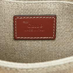Pre Owned Chloe Brown/Beige Canvas and Leather Small Woody Tote