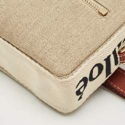 Pre Owned Chloe Beige/Brown Canvas and Leather Woody Belt Bag