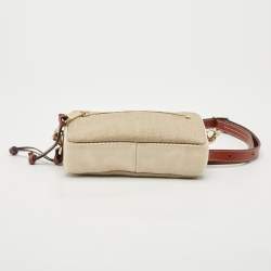 Pre Owned Chloe Beige/Brown Canvas and Leather Woody Belt Bag