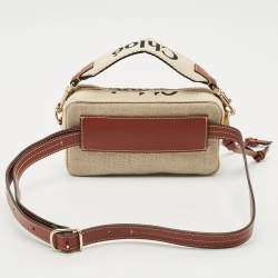 Pre Owned Chloe Beige/Brown Canvas and Leather Woody Belt Bag