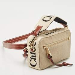 Pre Owned Chloe Beige/Brown Canvas and Leather Woody Belt Bag