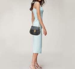 Pre Owned Chloe Black Leather Medium Chain Around Drew Shoulder Bag