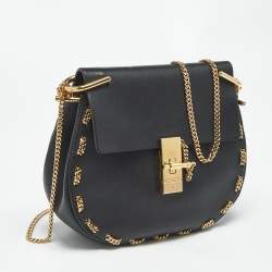 Pre Owned Chloe Black Leather Medium Chain Around Drew Shoulder Bag