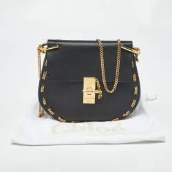 Pre Owned Chloe Black Leather Medium Chain Around Drew Shoulder Bag