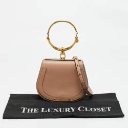 Pre Owned Chloe Beige Leather and Suede Small Nile Bracelet Shoulder Bag