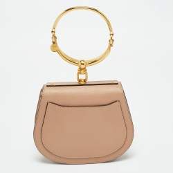 Pre Owned Chloe Beige Leather and Suede Small Nile Bracelet Shoulder Bag