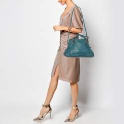 Pre Owned Chloe Blue Leather Medium Paraty Satchel