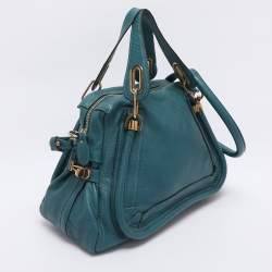 Pre Owned Chloe Blue Leather Medium Paraty Satchel