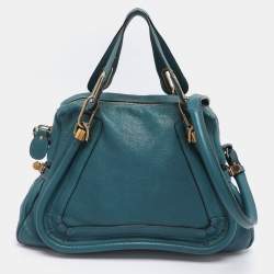 Pre Owned Chloe Blue Leather Medium Paraty Satchel