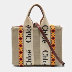 Pre Owned Chloe Beige Canvas Small Woody Tote