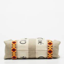Pre Owned Chloe Beige Canvas Small Woody Tote