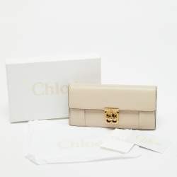 Pre Owned Chloe Beige Leather Elsie Continental Wallet