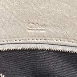 Pre Owned Chloe Metallic Silver/Grey Python and Leather Heloise Satchel