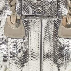 Pre Owned Chloe Metallic Silver/Grey Python and Leather Heloise Satchel