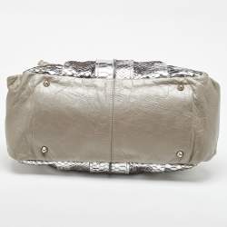 Pre Owned Chloe Metallic Silver/Grey Python and Leather Heloise Satchel