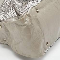 Pre Owned Chloe Metallic Silver/Grey Python and Leather Heloise Satchel