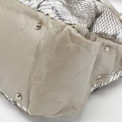 Pre Owned Chloe Metallic Silver/Grey Python and Leather Heloise Satchel