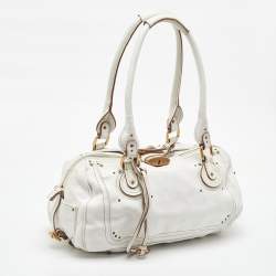 Pre Owned Chloe White Leather Medium Paddington Satchel
