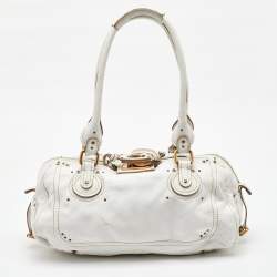 Pre Owned Chloe White Leather Medium Paddington Satchel