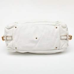 Pre Owned Chloe White Leather Medium Paddington Satchel