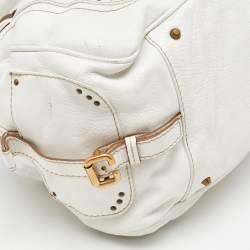 Pre Owned Chloe White Leather Medium Paddington Satchel