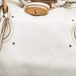 Pre Owned Chloe White Leather Medium Paddington Satchel