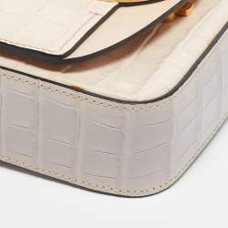 Pre Owned Chloé Blush Pink/Grey Croc Embossed Leather Mini C Top Handle Bag