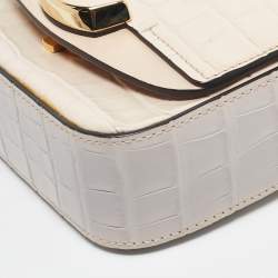 Pre Owned Chloé Blush Pink/Grey Croc Embossed Leather Mini C Top Handle Bag