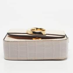 Pre Owned Chloé Blush Pink/Grey Croc Embossed Leather Mini C Top Handle Bag