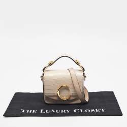 Pre Owned Chloé Blush Pink/Grey Croc Embossed Leather Mini C Top Handle Bag
