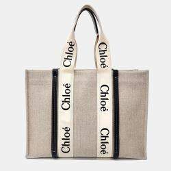 ハンドバッグ Chloe  Handbags Women Fabric Beige/Black Used] Chloe Handbag Alison Beige Beige White Black Women's