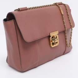 Pre Owned Chloe Old Rose Leather Large Elsie Shoulder Bag