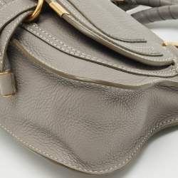 Pre Owned Chloe Light Grey Leather Mini Marcie Shoulder Bag