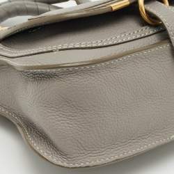 Pre Owned Chloe Light Grey Leather Mini Marcie Shoulder Bag