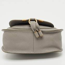 Pre Owned Chloe Light Grey Leather Mini Marcie Shoulder Bag