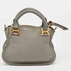 Pre Owned Chloe Light Grey Leather Mini Marcie Shoulder Bag