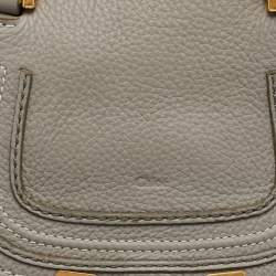 Pre Owned Chloe Light Grey Leather Mini Marcie Shoulder Bag