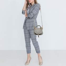 Pre Owned Chloe Light Grey Leather Mini Marcie Shoulder Bag