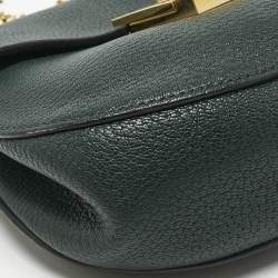 Pre Owned Chloé Green Leather Mini Drew Chian Shoulder Bag