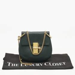 Pre Owned Chloé Green Leather Mini Drew Chian Shoulder Bag