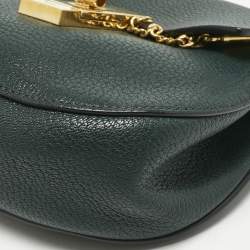 Pre Owned Chloé Green Leather Mini Drew Chian Shoulder Bag