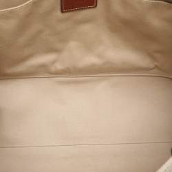 Pre Owned Chloe Beige/Brown Canvas and Leather Medium Woody Tote