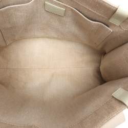 Pre Owned Chloé Beige/Light Eucalyptus Canvas and Leather Medium Woody Tote