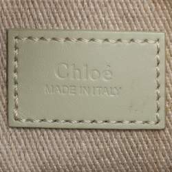 Pre Owned Chloé Beige/Light Eucalyptus Canvas and Leather Medium Woody Tote