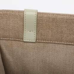Pre Owned Chloé Beige/Light Eucalyptus Canvas and Leather Medium Woody Tote
