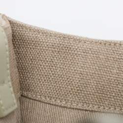 Pre Owned Chloé Beige/Light Eucalyptus Canvas and Leather Medium Woody Tote