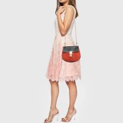 Pre Owned Chloe Black/Orange Leather and Suede Medium Drew Shoulder Bag