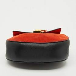 Pre Owned Chloe Black/Orange Leather and Suede Medium Drew Shoulder Bag